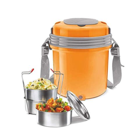 milton electron stainless steel tiffin box|electric tiffin box 2 containers.